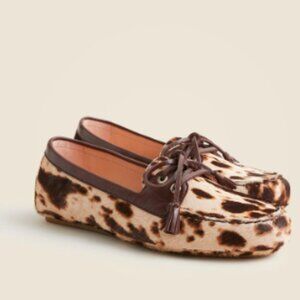 J.Crew Printed Calf Hair Driving Loafers brown cream - 10